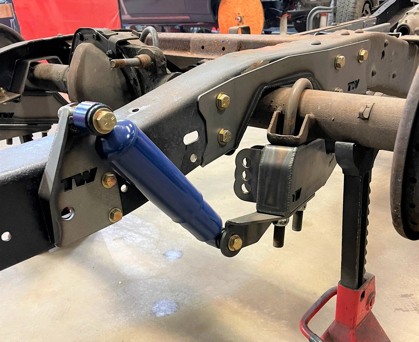 TinWorks rear shock relocation brackets